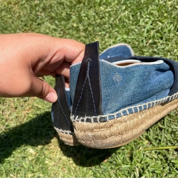 Rag & Bone Nina Blue Denim Leather Jute Slip-On Espadrilles Size 38 / 7.5 - Picture 12 of 15